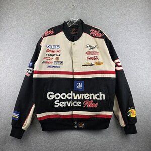 Vintage JH Design Jacket Mens S Black Varsity Dale Earnhardt Goodwrench 90s